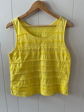 J. Crew Bright Yellow Crochet-Trim Tank